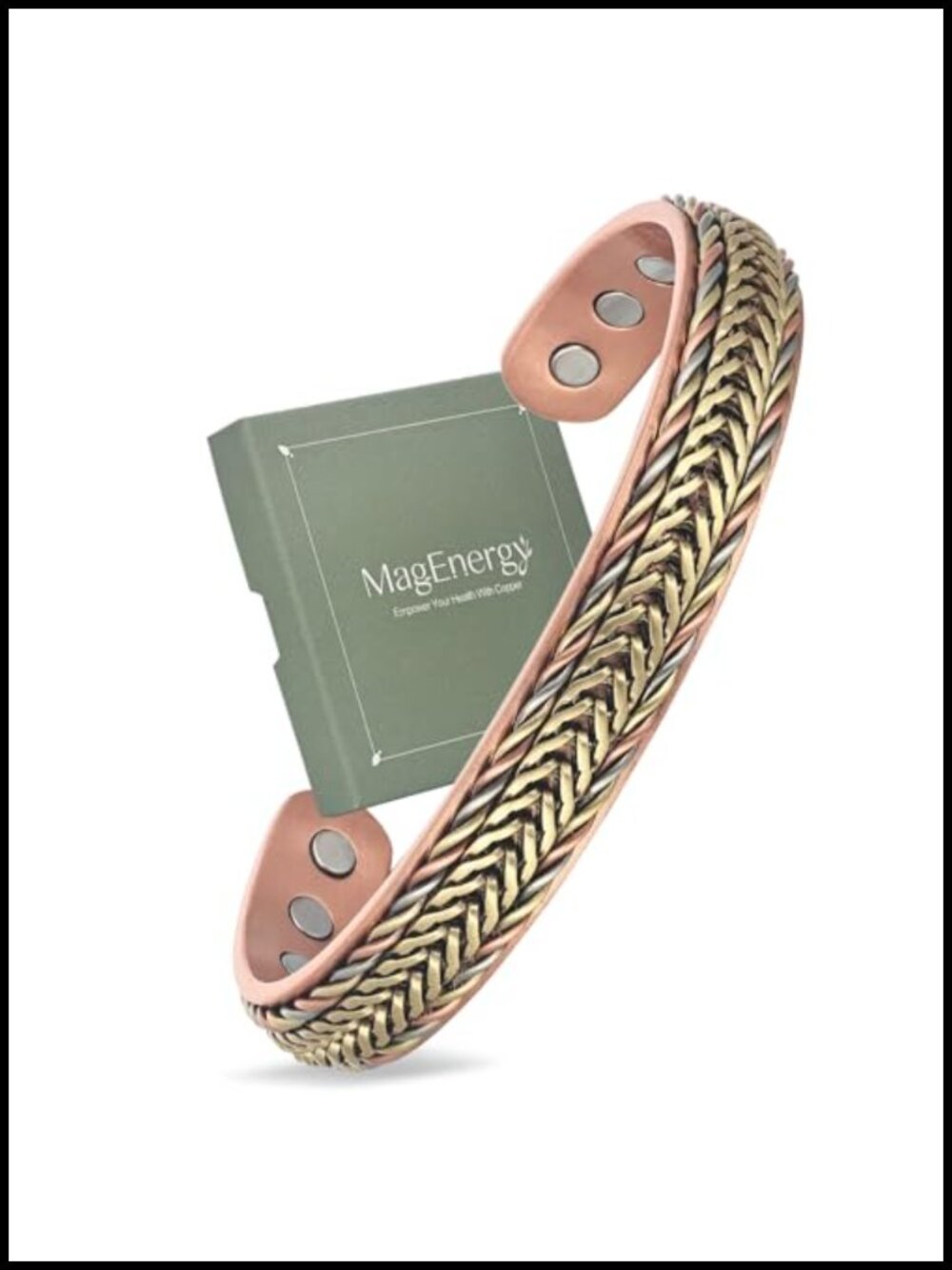 Handcrafted Copper Cuff Bracelet with Magnets, Adjustable Bangle, Magnetic